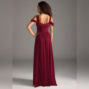 Azazie A-Line Pleated Chiffon Floor-Length Burgundy Bridesmaid Dress